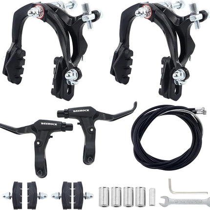 Bike C Brake Set Front & Rear, Aluminum Alloy Levers with Cables for Kids BMX Bikes