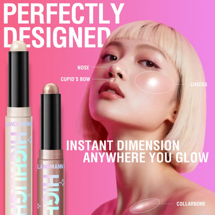 6-Color Cream Highlighter Stick Set, Blendable Luminous Glow Makeup Kit for Face