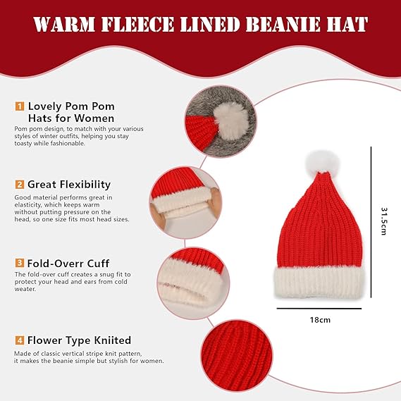 Women’s Winter Hat, Gloves & Socks Set – Knitted Beanie for Cold Weather