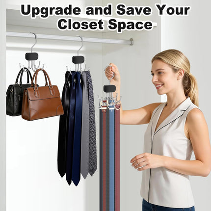 3PCS Belt Hanger Organizer 360° Rotating Closet Rack for Belts Ties Scarves Hats