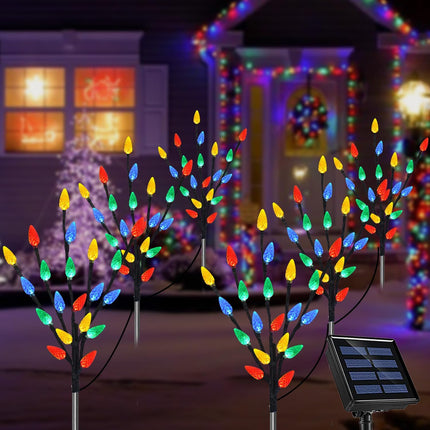 6-Pack Solar Powered C6 Christmas Lights – 120 LEDs, Waterproof, 8 Modes
