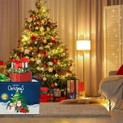 Blue Christmas Storage Basket – Rectangular Bin with Handles for Home & Gifts