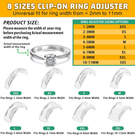 14PCS Ring Size Reducer Spacers for Women Men Loose Rings Transparent