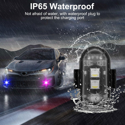 4PCS Wireless LED Strobe Lights with Remote – 8 Colors, Waterproof, USB Charging