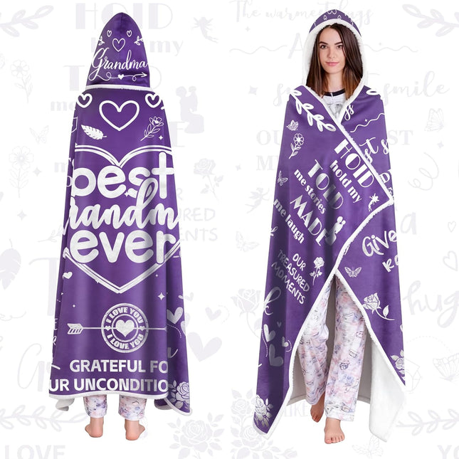 Cozy 47"x72" Wearable Blanket, Gift for Grandma from Granddaughter or Grandson