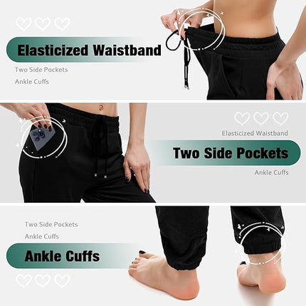 Women's Joggers with Pockets, Drawstring Sweatpants for Workout & Lounge
