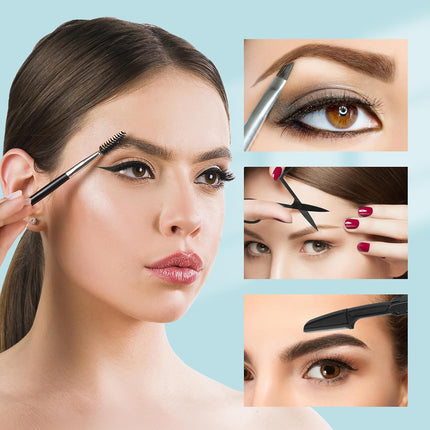 7PCS Tweezers Kit for Women, Eyebrow Scissors, Razor & Spoolie for Facial Hair Removal