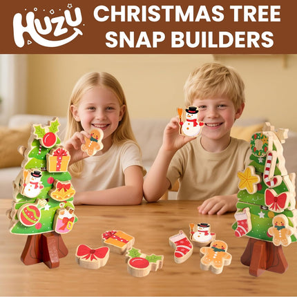 Christmas Tree Snap Builders – DIY Wooden Puzzle with Snap Buttons & Ornaments