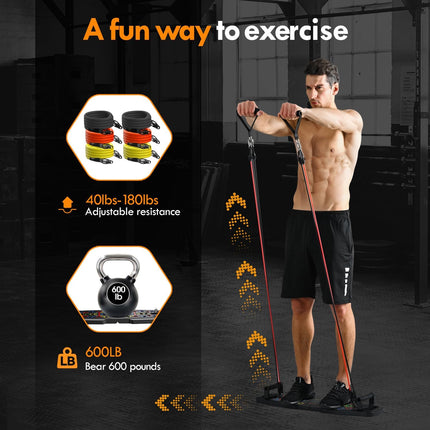 Push Up Board Home Gym Kit with Resistance Bands Ab Roller & 20 Accessories