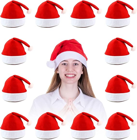 Santa Hats Bulk for Adults – Plus Size Red Christmas Hats for Men & Women