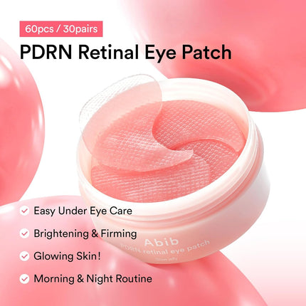Korean Eye Patches PDRN Retinal Niacinamide 60 Count for Rejuvenating Under Eyes