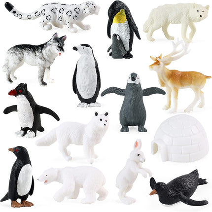 14 PCS Arctic Animal Figures – Mini Polar Animal Toys Set for Kids
