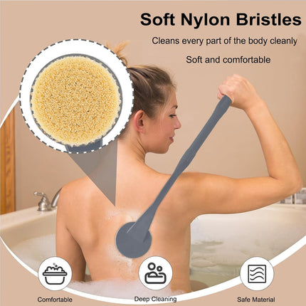 20.5" Long Handle Back Scrubber, Shower Body Brush for Deep Cleaning, Grey