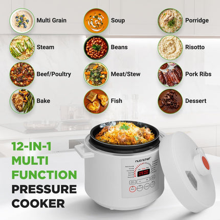White Electric Pressure Cooker 6 Quart Countertop Multi Function Cooker