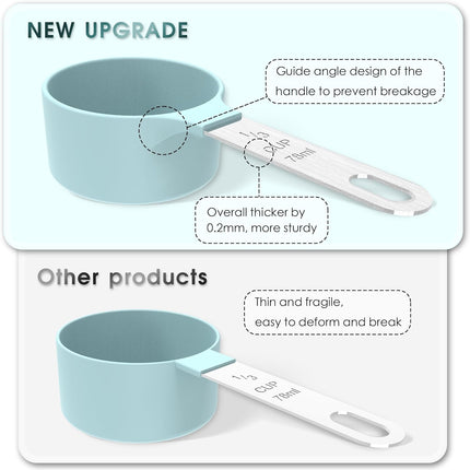 Gray Measuring Cups & Spoons Set – Stainless Steel Handle, Nesting Storage
