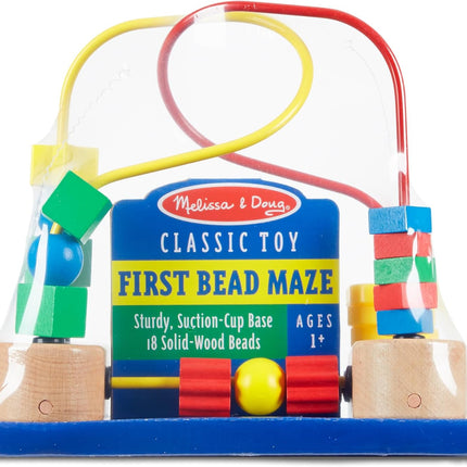 Wooden Bead Maze Baby Toy with Suction Cups Toddler Learning Toy Ages 1+