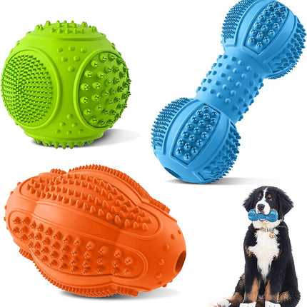 3 Pack Dog Chew Toys for Aggressive Chewers Teeth Cleaning & Gum Massage
