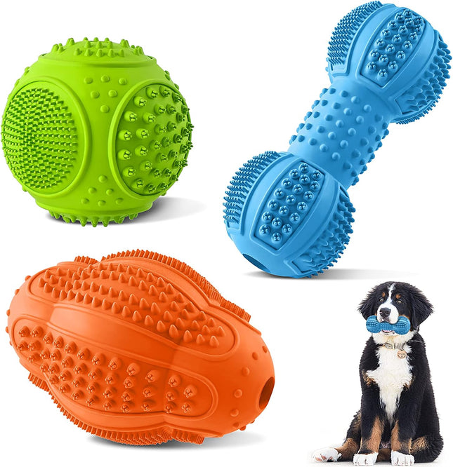 3 Pack Dog Chew Toys for Aggressive Chewers Teeth Cleaning & Gum Massage