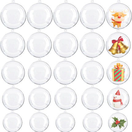 25PCS Clear Fillable Christmas Ornaments – 5 Different Sizes DIY Balls