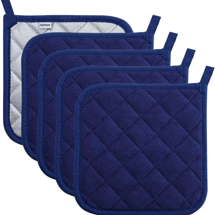 5 Pack Dark Blue Pot Holders Heat Resistant Hot Pads Trivet Kitchen Baking