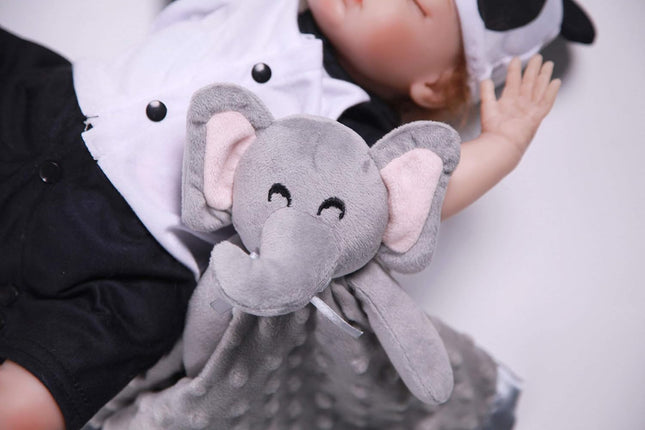 Elephant Security Blanket – Soft Lovey, 16", Unisex Baby Gift