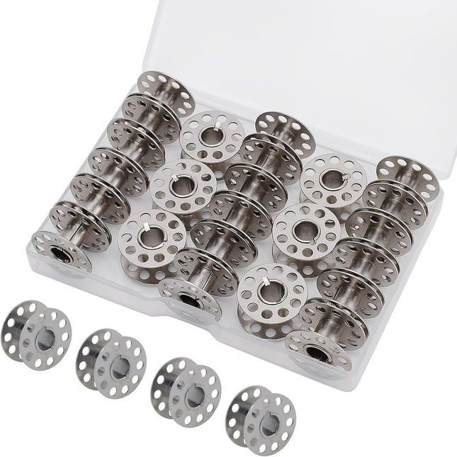 28 Pcs Class 15 Metal Sewing Machine Bobbins Storage Box, Compatible Singer and Brother