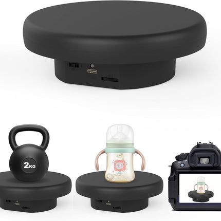 Electronic 360° Display Turntable – 6.3" Photography Stand, Black