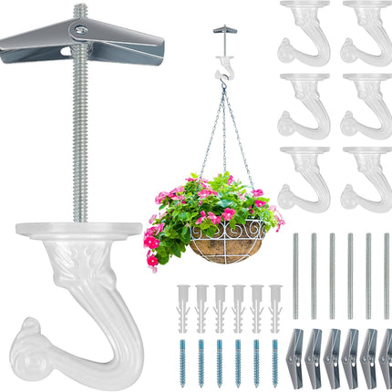 6-Pack Ceiling Hooks – Heavy Duty Metal Hooks for Hanging Plants & Lights