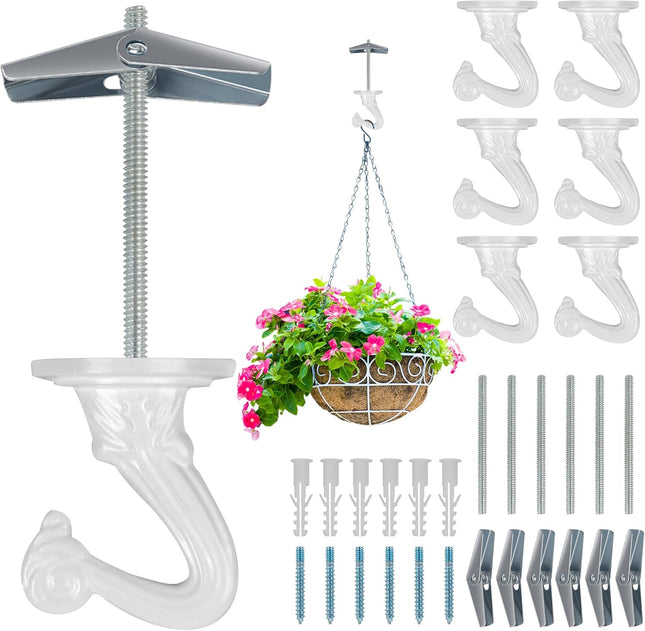 6-Pack Ceiling Hooks – Heavy Duty Metal Hooks for Hanging Plants & Lights