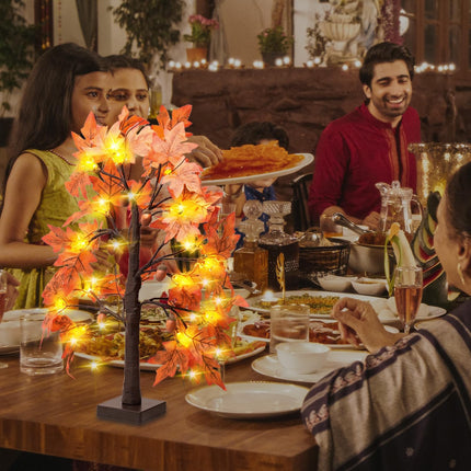 Maple Leaf LED Table Tree Fall Decor 24 Lights Battery Autumn Thanksgiving Décor