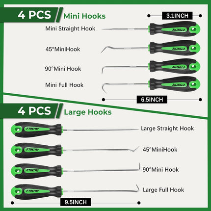 8PCS Pick & Hook Set – Precision Automotive Hooks for O-Ring, Gasket, Seal Removal