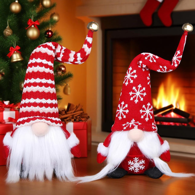 2PCS Christmas Gnomes Plush – Handmade Elf Santa Ornaments for Home Decor