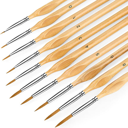 10Pcs Miniature Paint Brush Set Fine Detail Brushes for Acrylic Watercolor Art