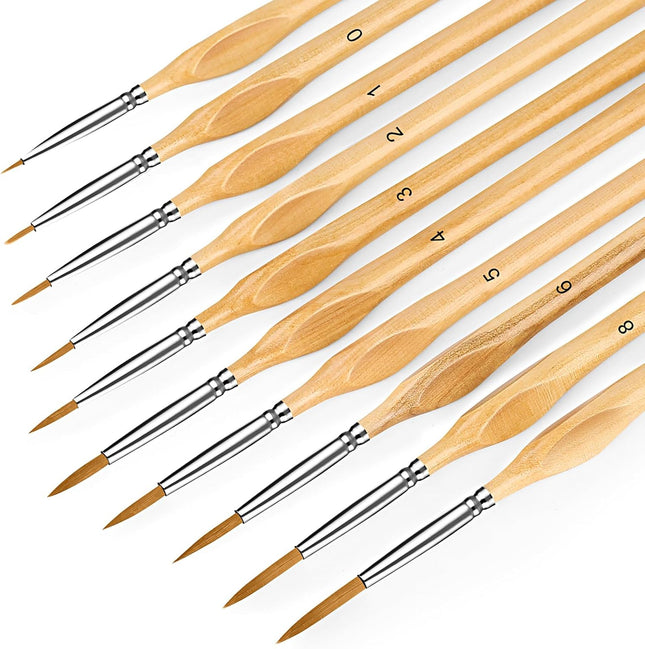 10Pcs Miniature Paint Brush Set Fine Detail Brushes for Acrylic Watercolor Art