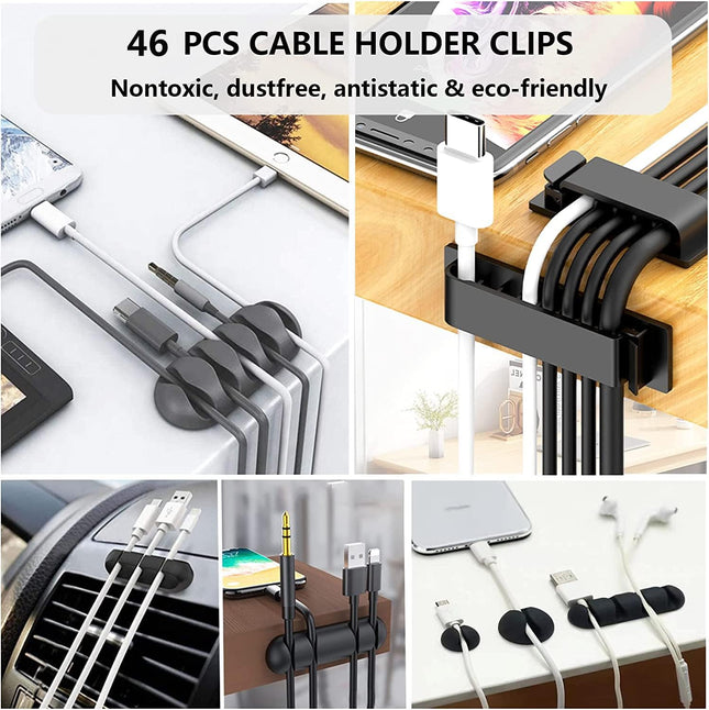 192 PCS Cable Management Kit with Sleeves, Clips, Ties & Straps for Desk & TV