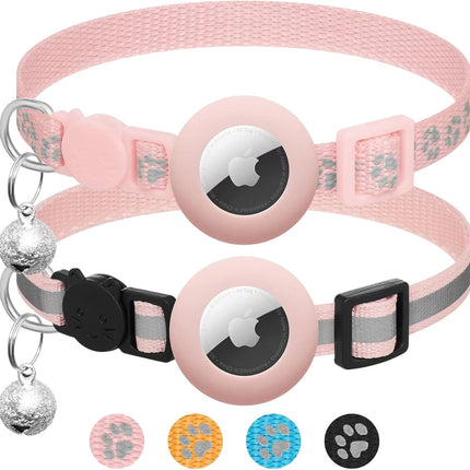 2-Pack Airtag Cat Collar – Breakaway, Reflective, Adjustable with Bell & Safety Buckle