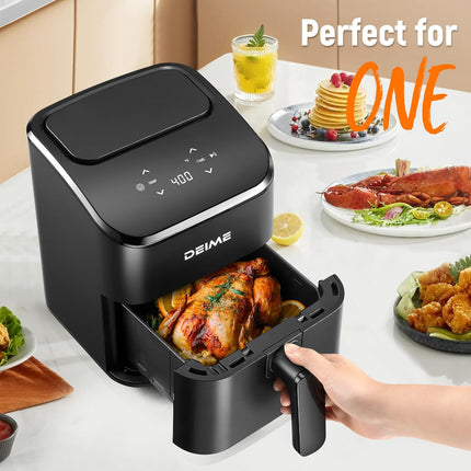 3 Qt Digital Air Fryer Compact Mini Airfryer with Touchscreen, Nonstick Basket, Black