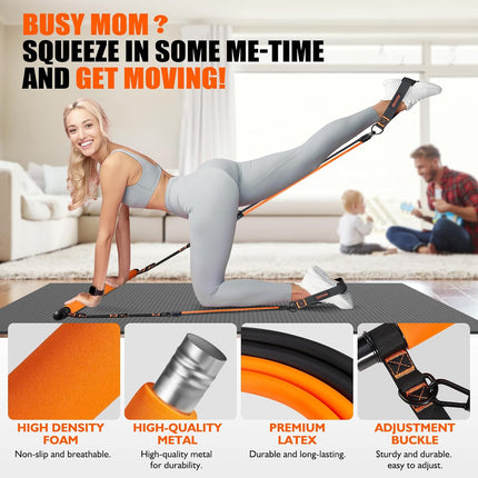 Pilates Bar Kit with Resistance Bands, Full-Body Home Gym Strength Training Set