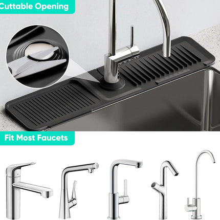 24 Inch Silicone Faucet Mat for Kitchen Sink Fast Self Draining Splash Guard