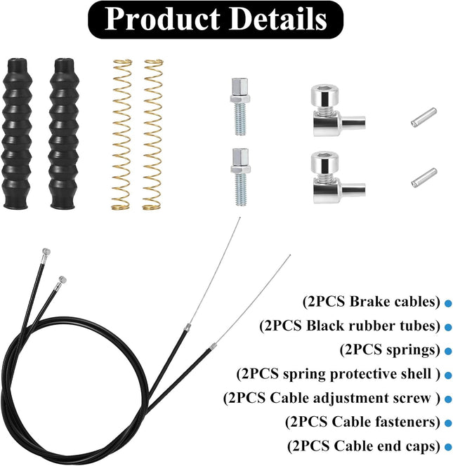 2-Pack Rollator Brake Cable Replacement Kit, 41" Cables for Wheelchair & Walker
