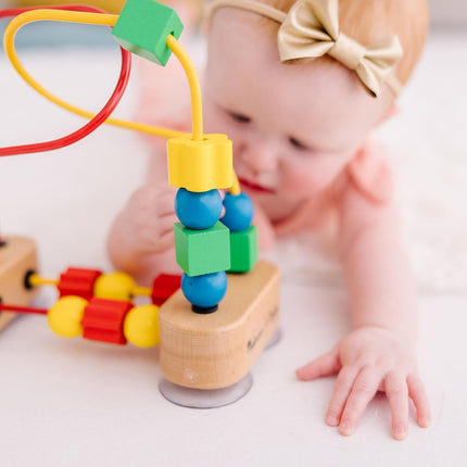 Wooden Bead Maze Baby Toy with Suction Cups Toddler Learning Toy Ages 1+