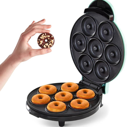 Mini Donut Maker Machine with Non Stick Plates Makes 7 Donuts Fast