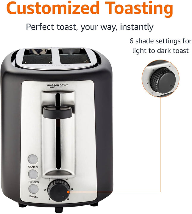 2-Slice Toaster with Bagel Function, Defrost, Cancel Buttons & Crumb Tray