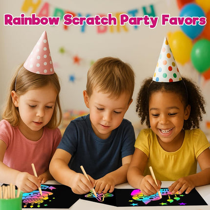 100PCS Rainbow Scratch Paper Art – Kids Crafts & Gifts for Ages 3-9