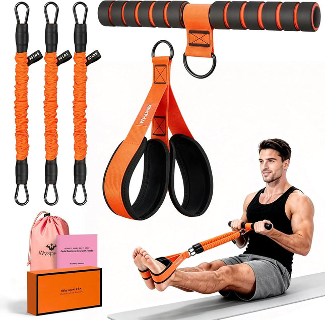Foot Pedal Exercise Bands with Handles for Men Women Full Body Workout