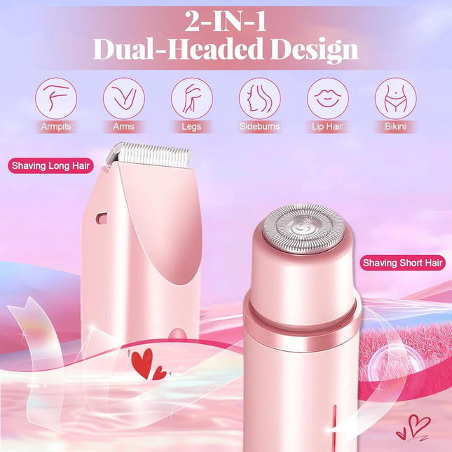 Waterproof 2-in-1 Bikini & Face Trimmer for Women – Ceramic Blades, Painless Shaver