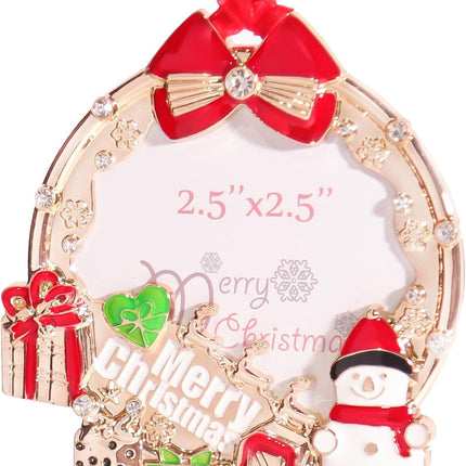 Gold Snowman Photo Ornament – Christmas Tree Decoration & Holiday Keepsake Gift