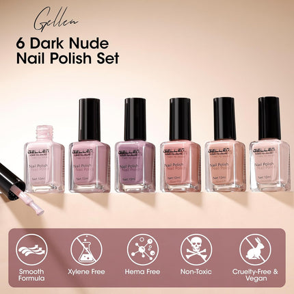 6pc Neutral Nail Polish Set Nude Earth Tones Fall Winter Colors