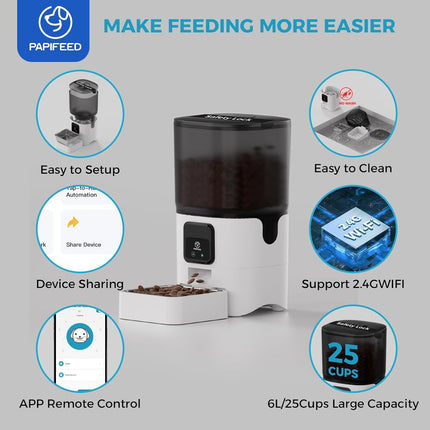 Smart Automatic Cat Feeder, WiFi, App Control, Alexa Compatible, 1-10 Meals/Day
