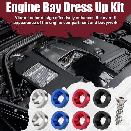 40PCS M6 Aluminum Engine Bay Dress Up Kit, Red Fender Bumper Bolts Washers